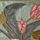 Small vintage brass tray with cloisonné enamel floral decoration - 1960.