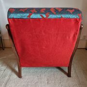 Bridge armchair in wood and cane from the 1950s.