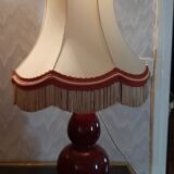 2 lampes pieds céramique rouge avec abas-jour pagode
