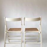 Pair folding chairs caning