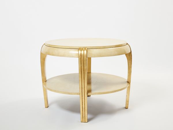 Table d’appoint parchemin dorure 1930s