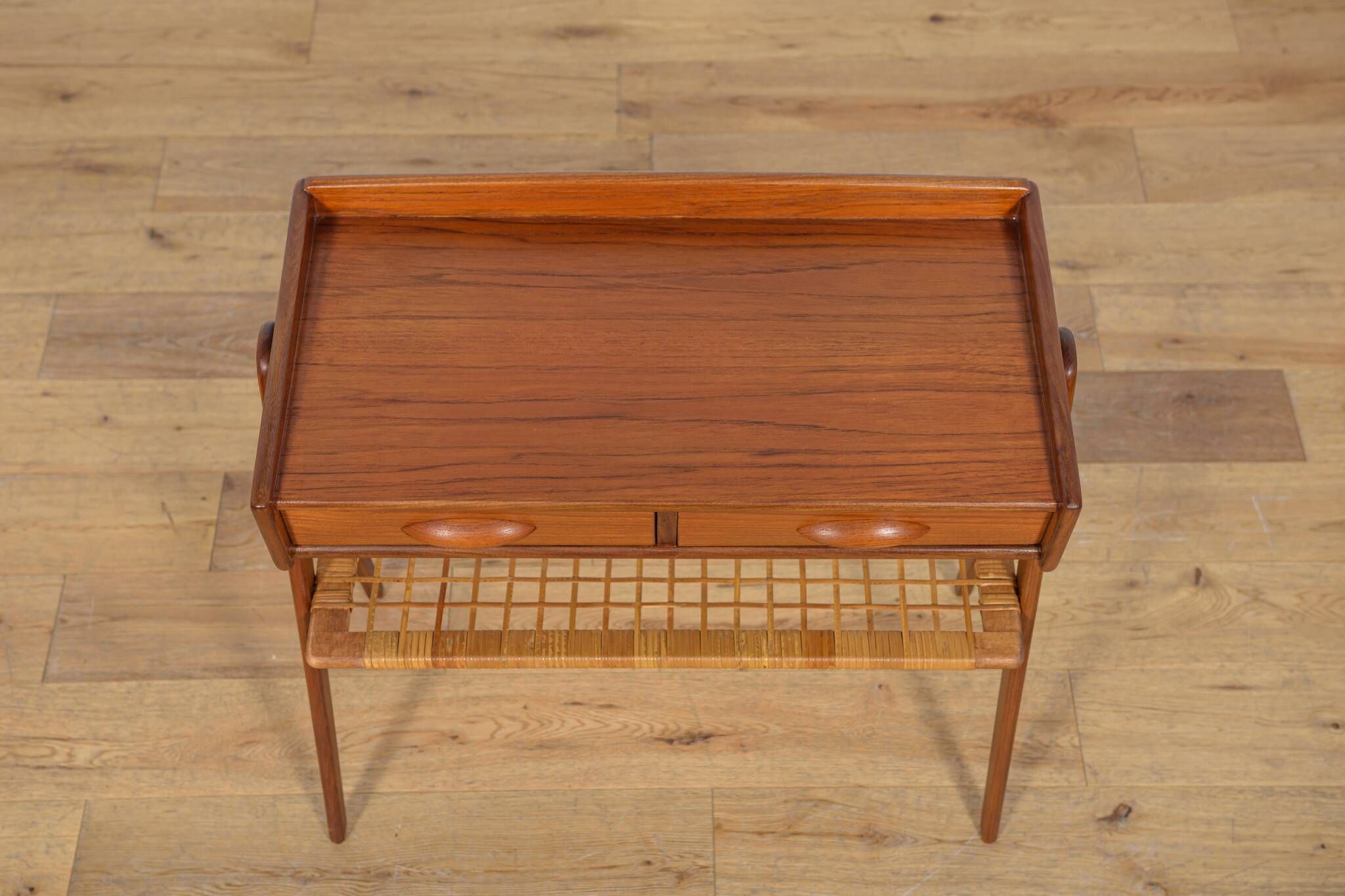 Mid Century Teak and Rattan Console Table by Søren Rasmussen, United Knigdo
