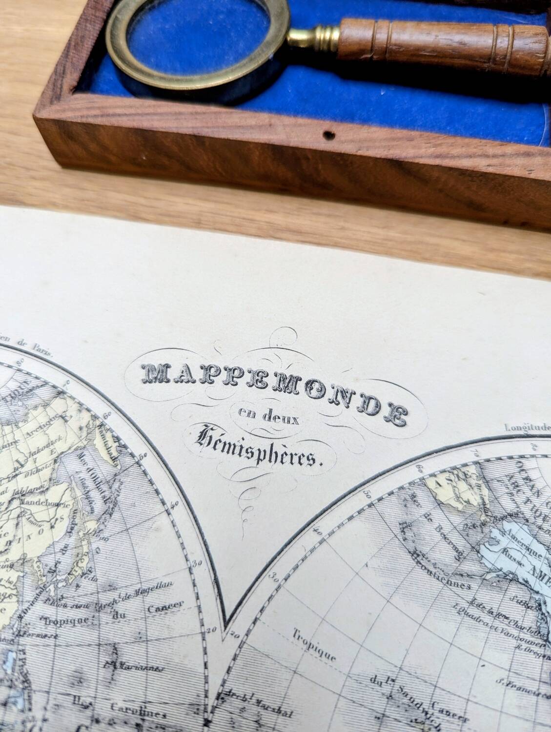 Antique world map, printed in 1852