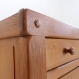 Solid wood chest of drawers in Pierre Chapo style - 1960s