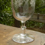 5 old glass glasses engraved glass