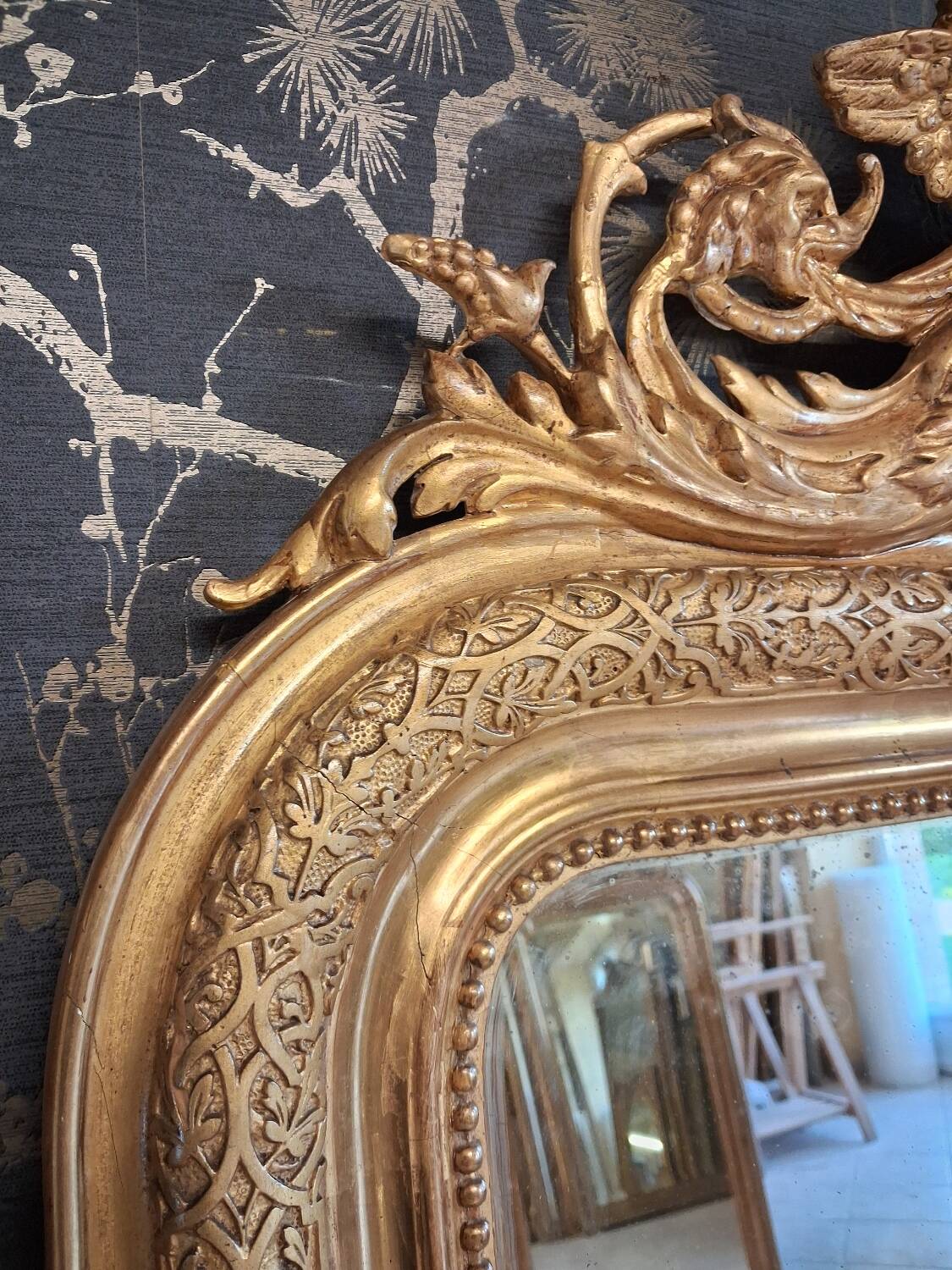 19th century mirror with angels 160 x 86