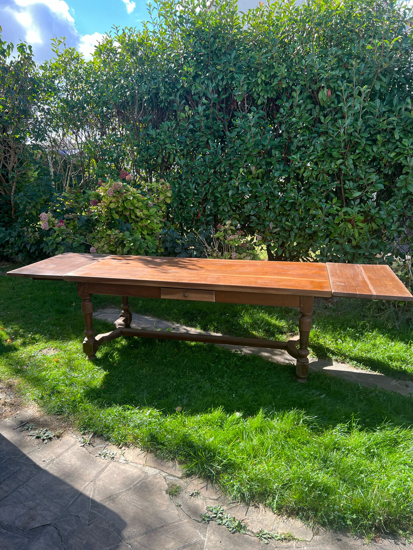 Solid oak farmhouse table with extensions