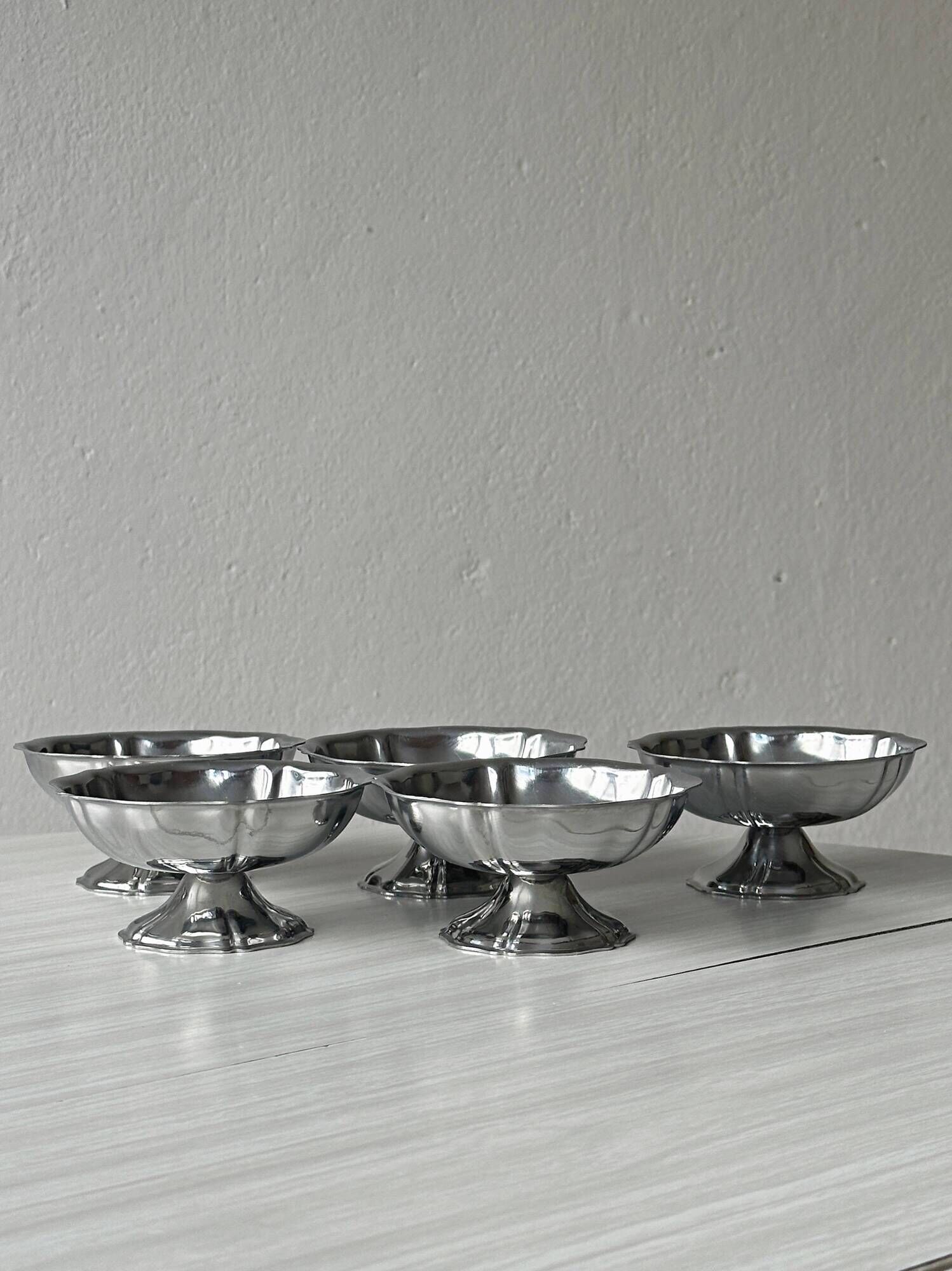 Set of 5 vintage silver-plated ice cream cups