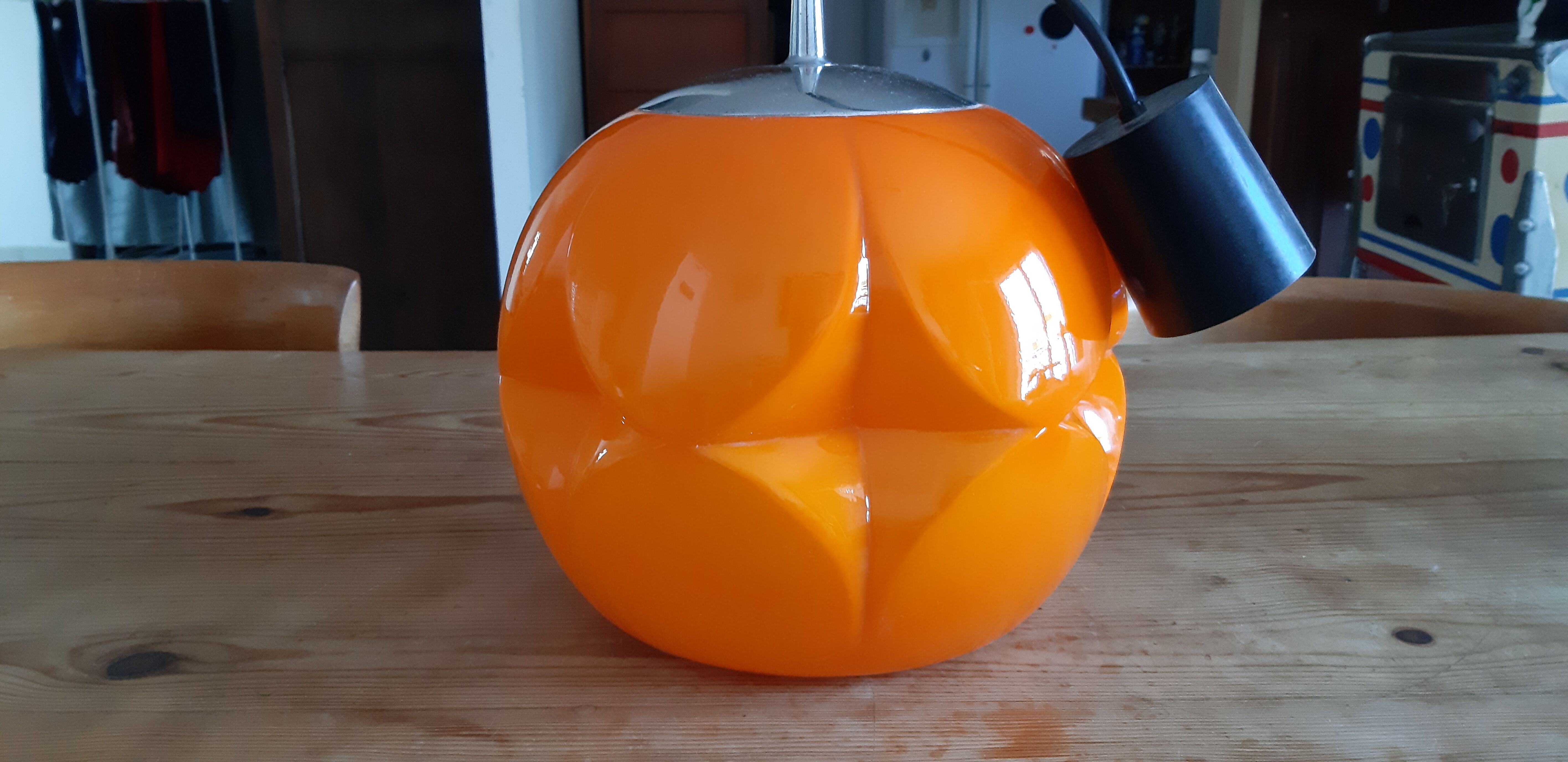 Vintage Putzler pendant lamp in Orange and White Opaline