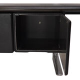 Black leather sideboard by Warren Platner for Knoll international, 1970s