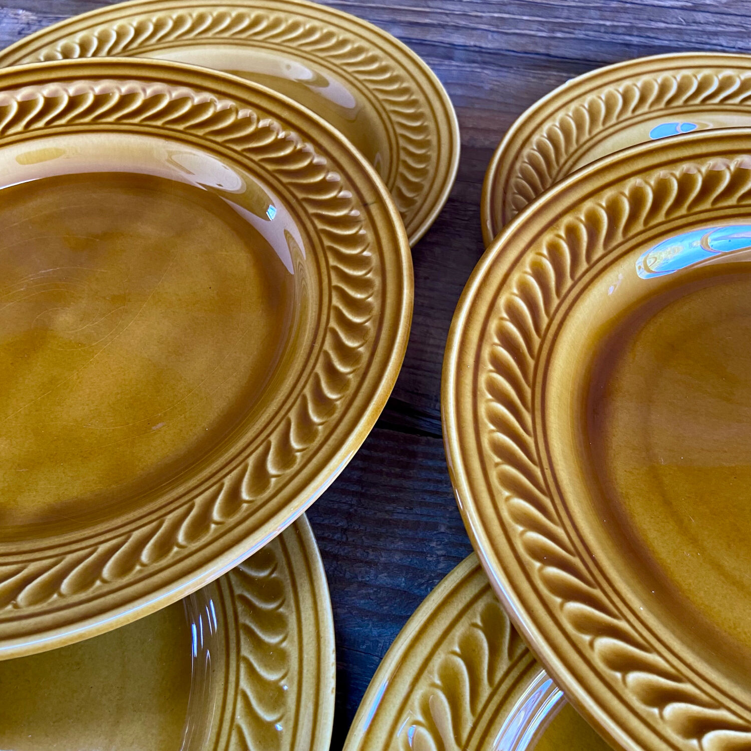 Vtg Gien Faience China France Les Delices 6 Asst Decor Salad Dessert Plates