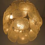 Mid century pendant light with 30 acrylic discs like ice glass 1960s 1970s