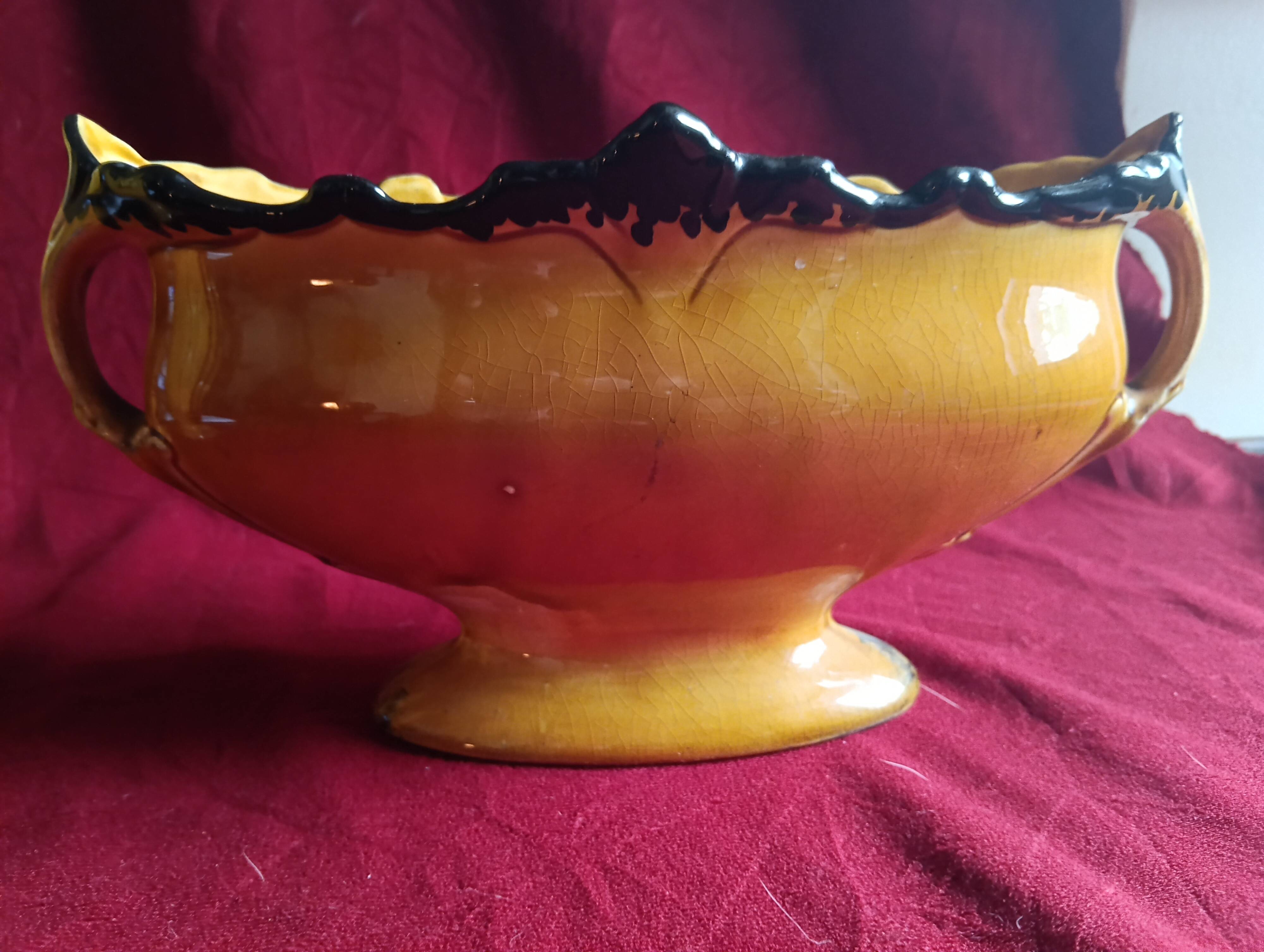 Art deco fireplace set in orchies faience (3 pieces)