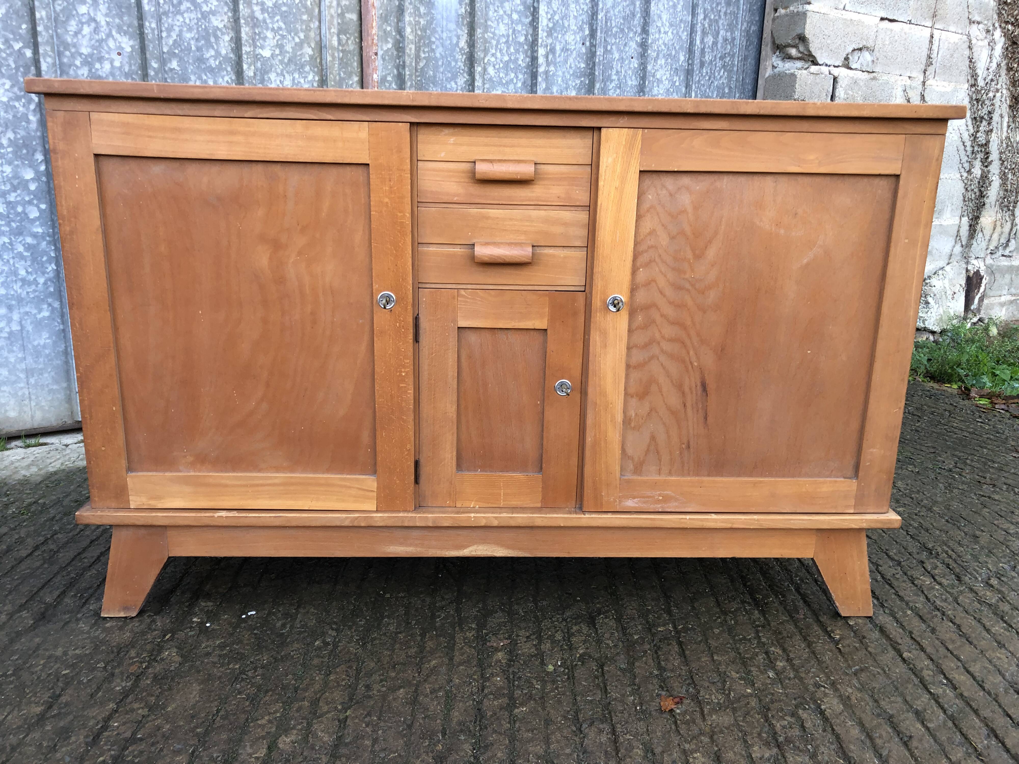 Buffet René Gabriel en hêtre et cp hêtre d’époque reconstruction