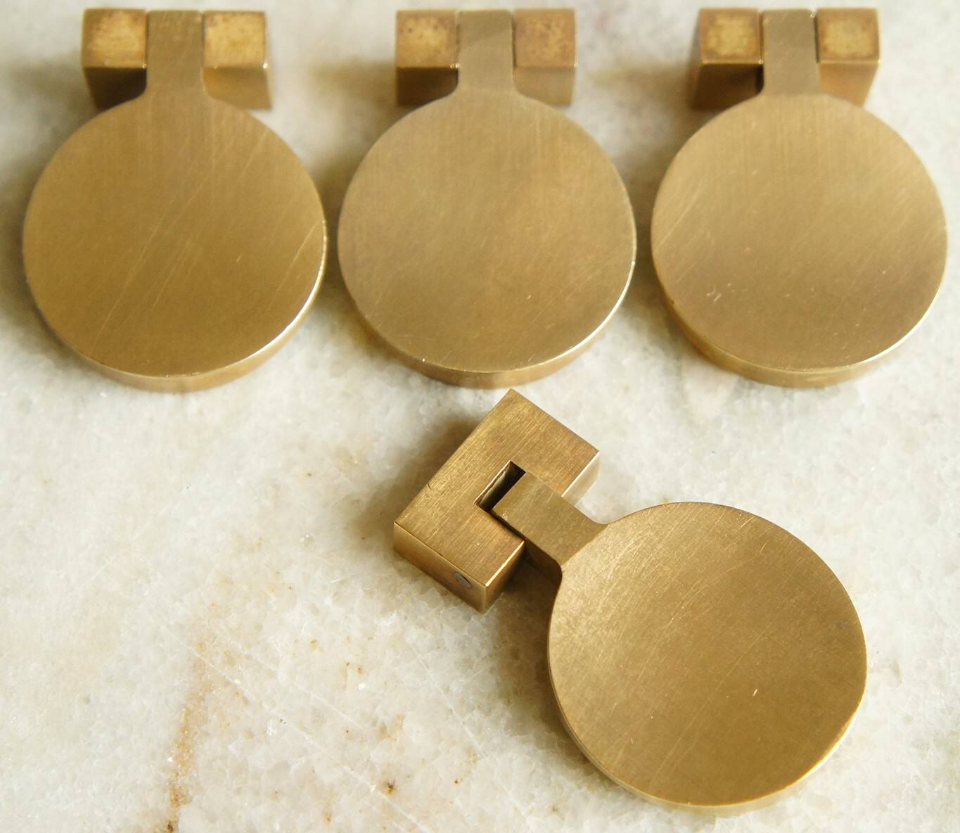 Set of 4 pendants/Scandinavian furniture knobs in solid brass