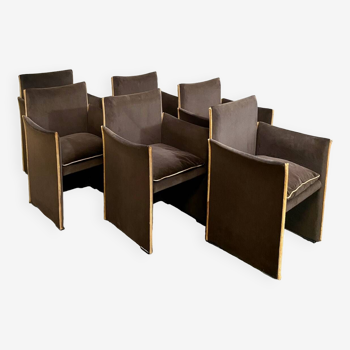 LOT DE 6 CHAISES DE PAUSE MARIO BELLINI 401 POUR CASSINA - ITALIE ANNÉES 1970