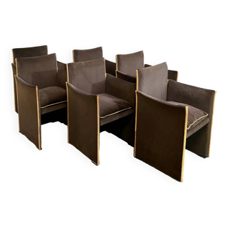 LOT DE 6 CHAISES DE PAUSE MARIO BELLINI 401 POUR CASSINA - ITALIE ANNÉES 1970