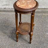 Oval Louis XVI gueridon carved in solid cherry wood with pink marble.