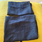 Pair of black monogrammed towels