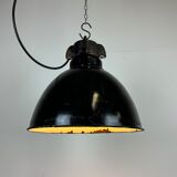 Industrial Bauhaus Black Enamel Pendant Lamp, 1930s