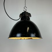 Industrial Bauhaus Black Enamel Pendant Lamp, 1930s