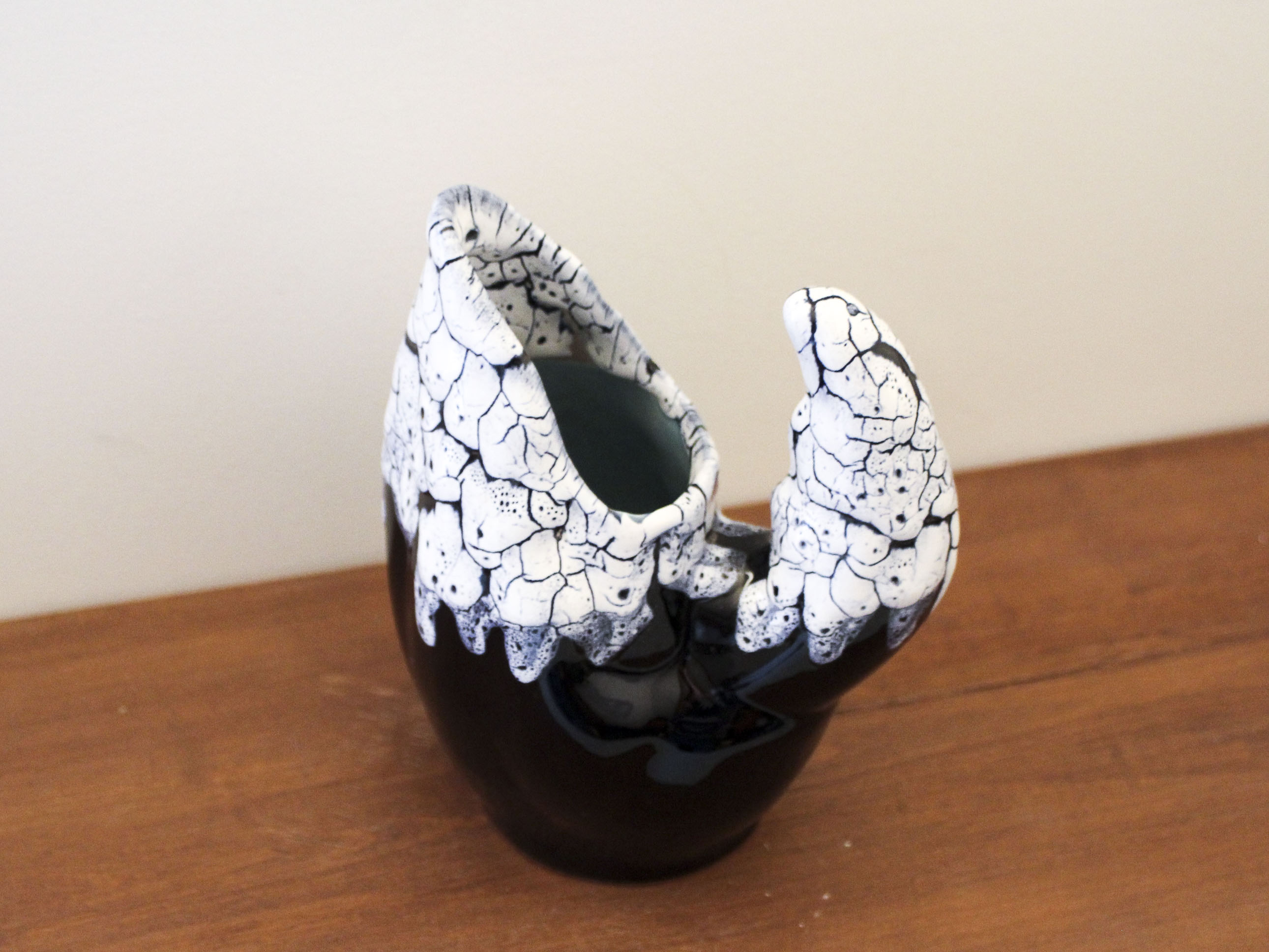 Black and white ceramic pitcher