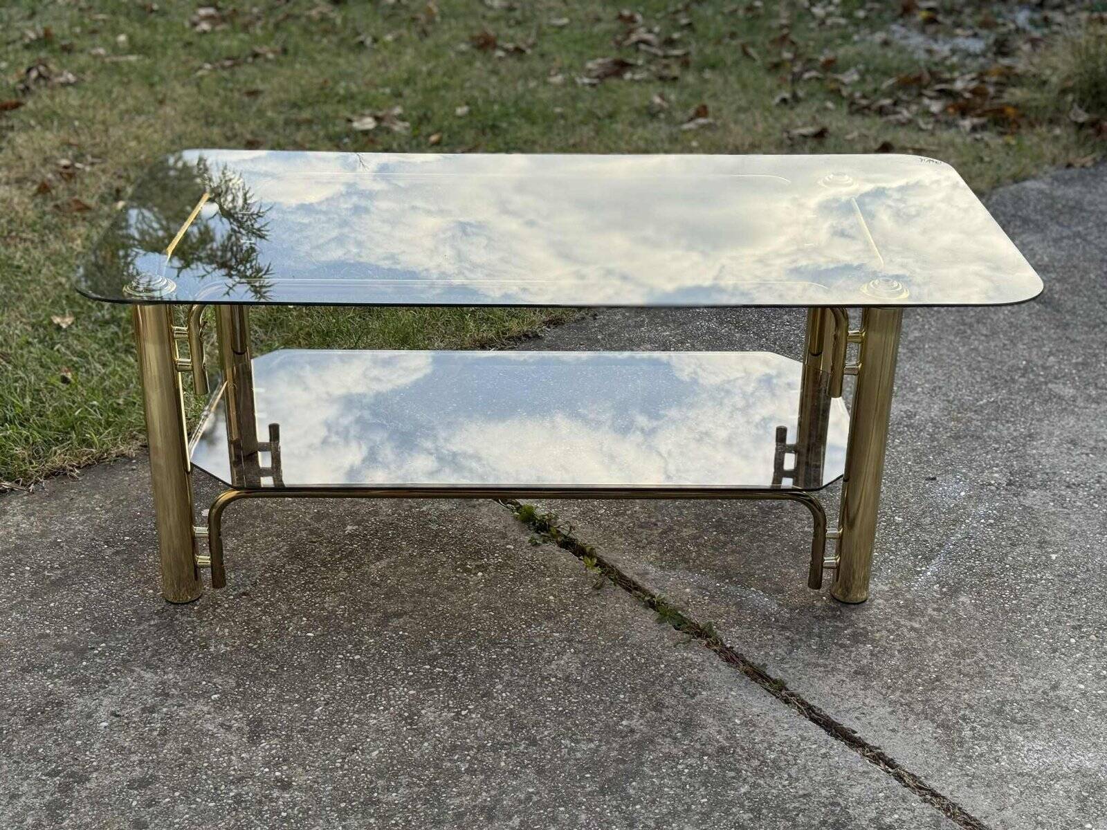 Vintage brass and glass coffee table, 1970s
