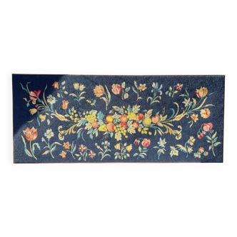 Large vintage canvas tapestry with floral pattern 1970