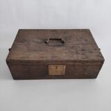 Old rectangular wooden tool case