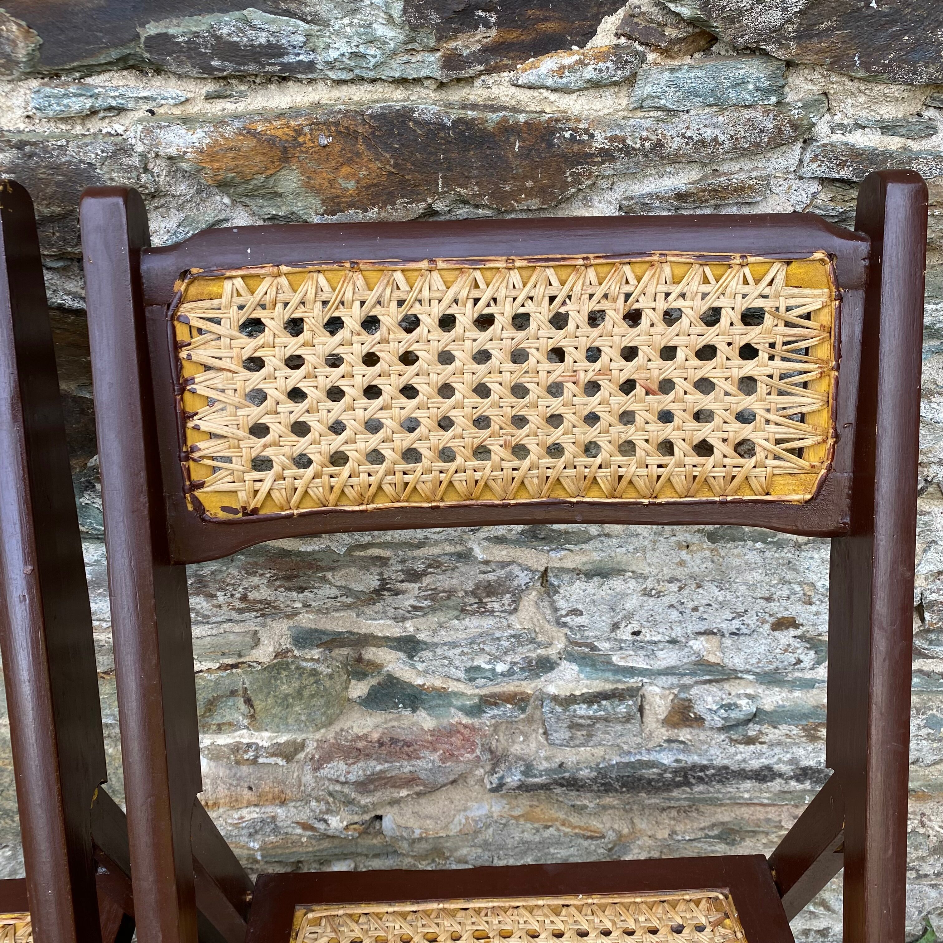 Vintage folding chairs wood and canning