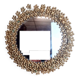 Vintage round mirror in gold metal circa 1950