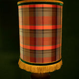 Cylindrical silk lampshade with check pattern