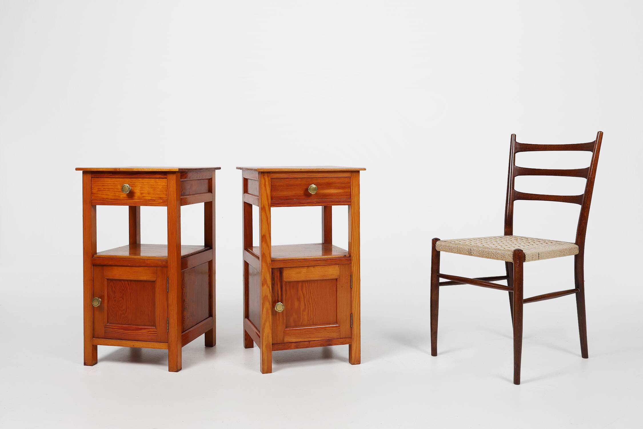 Pair of Art Deco Nightstands in wood, France 1940s