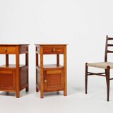 Pair of Art Deco Nightstands in wood, France 1940s