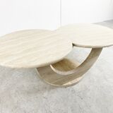 Table basse en travertin à deux niveaux, années 1970