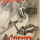Affiche ancienne velo  votre securité moyeu a frein roue libre  durex  montagne
