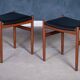 Teak Stools with Black Leather Tops by Spøttrup Møbelfabrik, 1960s, Set of 2