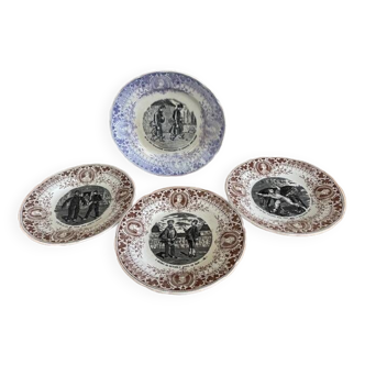Set of 4 earthenware plates from PEXONNE FF set of 2 old talking plates early 1900