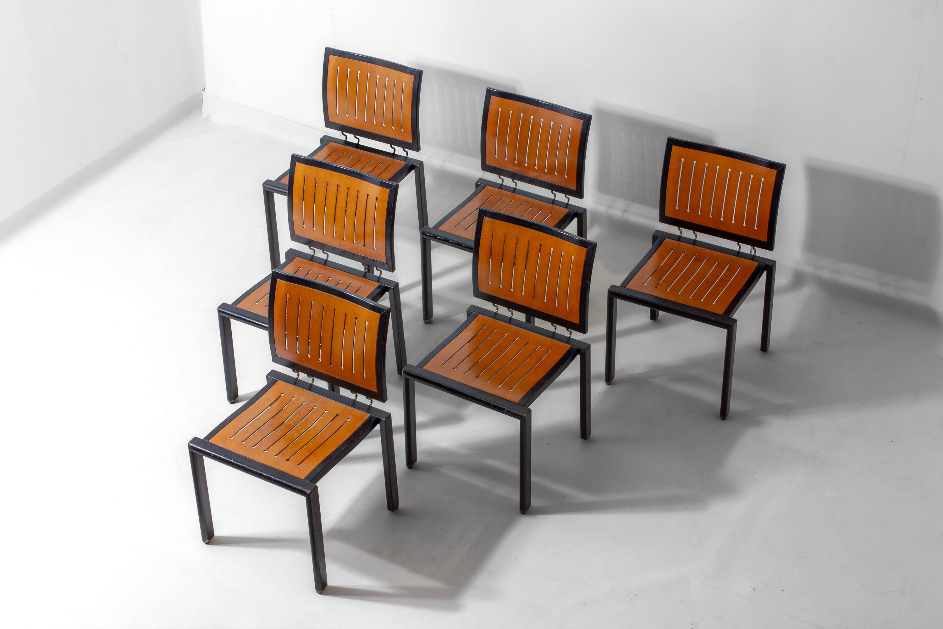 Set of 1980s Bruno Rey Quadro chairs for Dietiker Switzerland