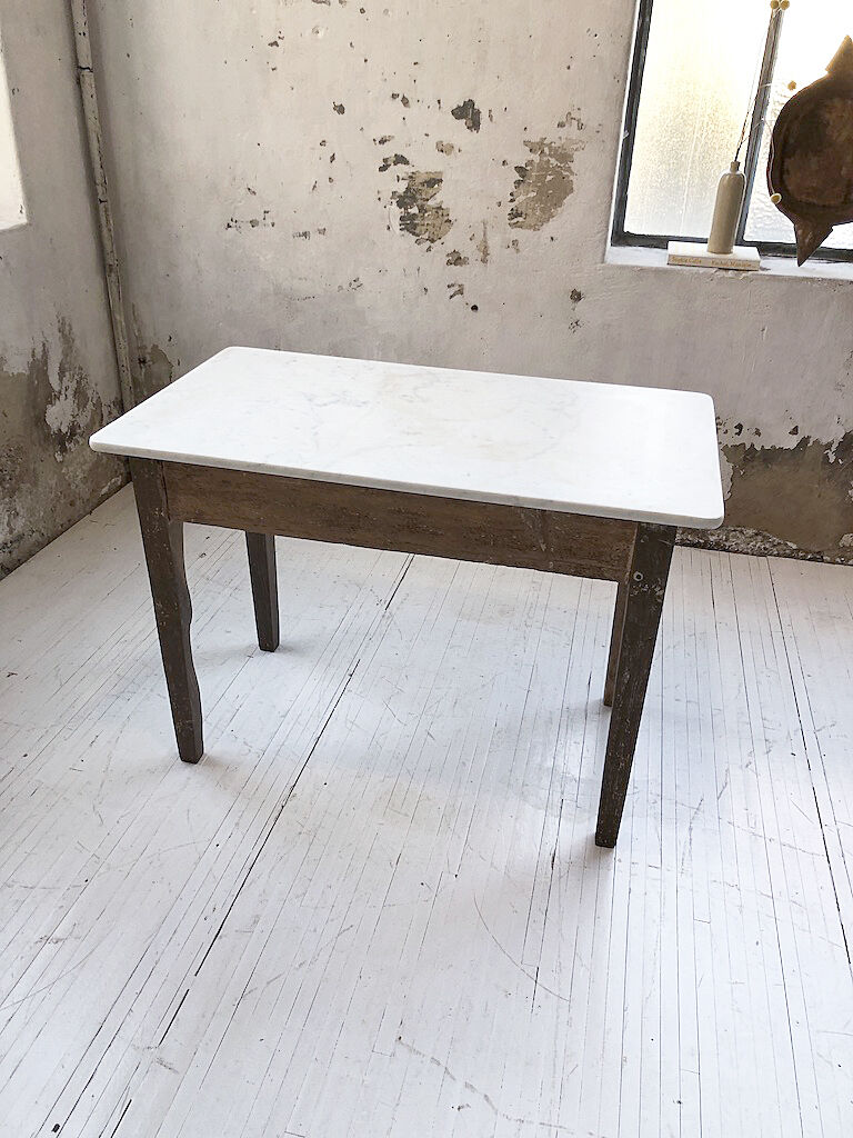 Oak and marble farm table