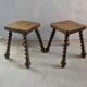 Pair of solid wood stools, carved legs