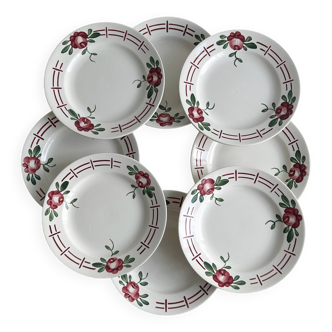 Set de 8 assiettes anciennes en faïence