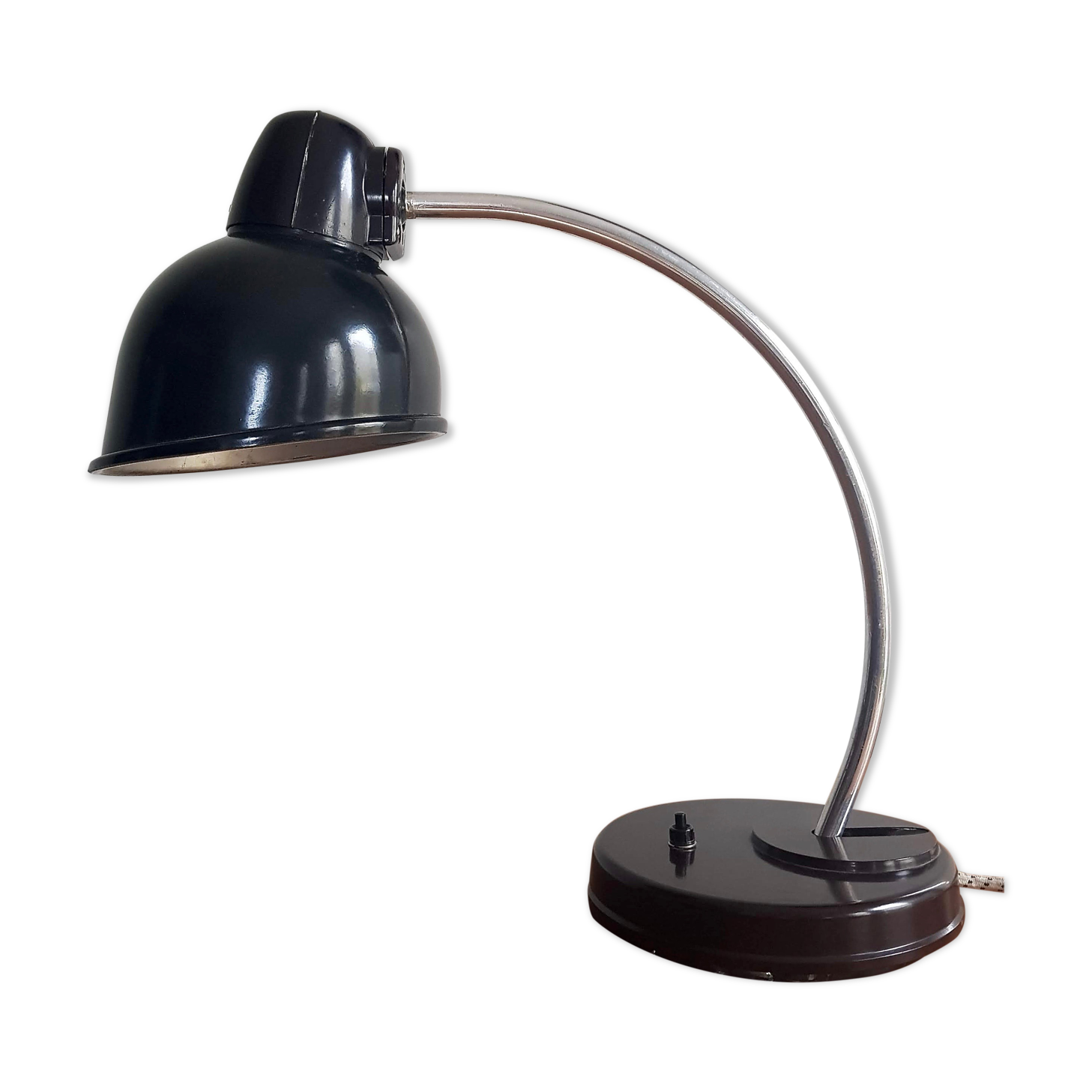 Lampe de bureau vintage noire VEB Leuchtenbau 1950