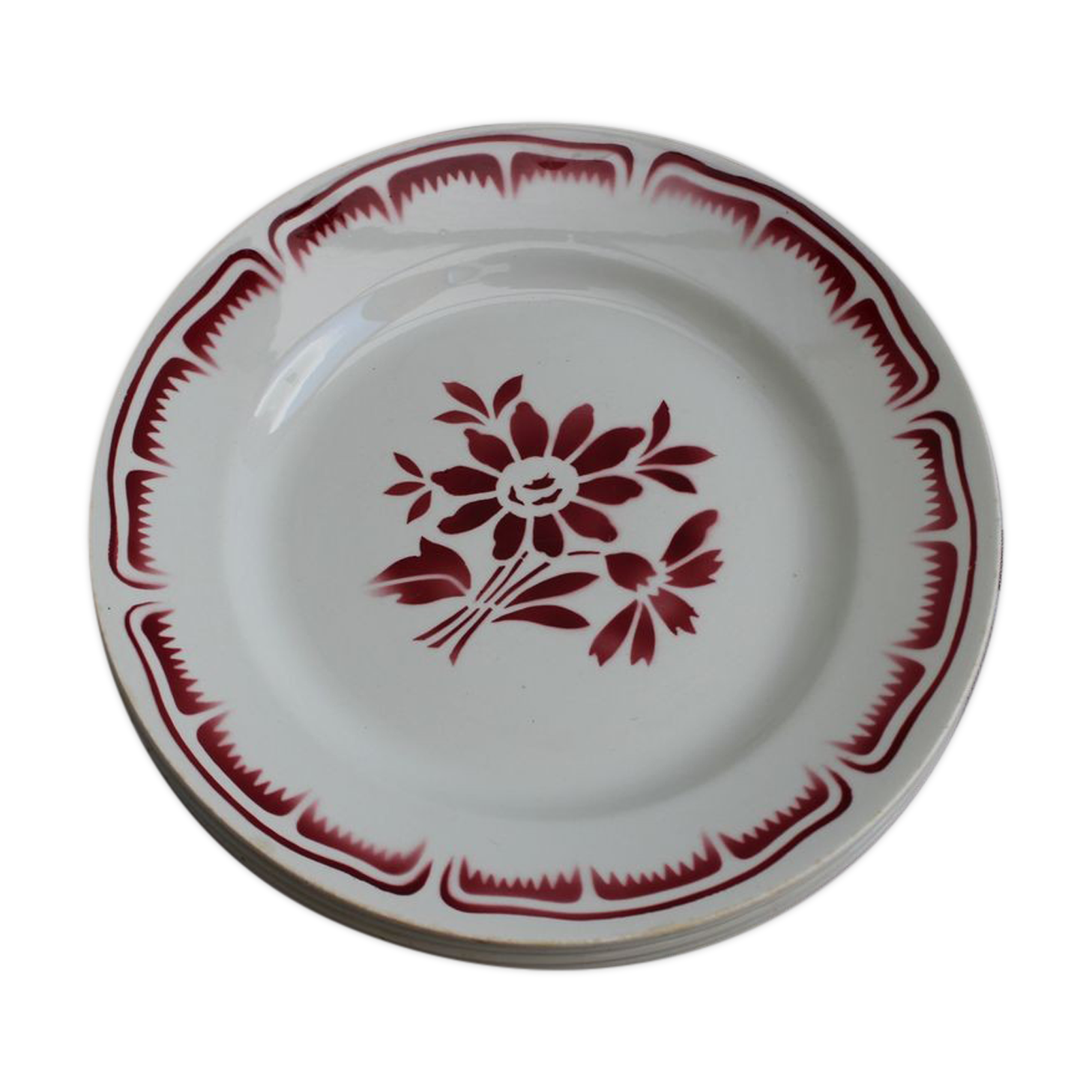 Set of 6 flat ceramic plates