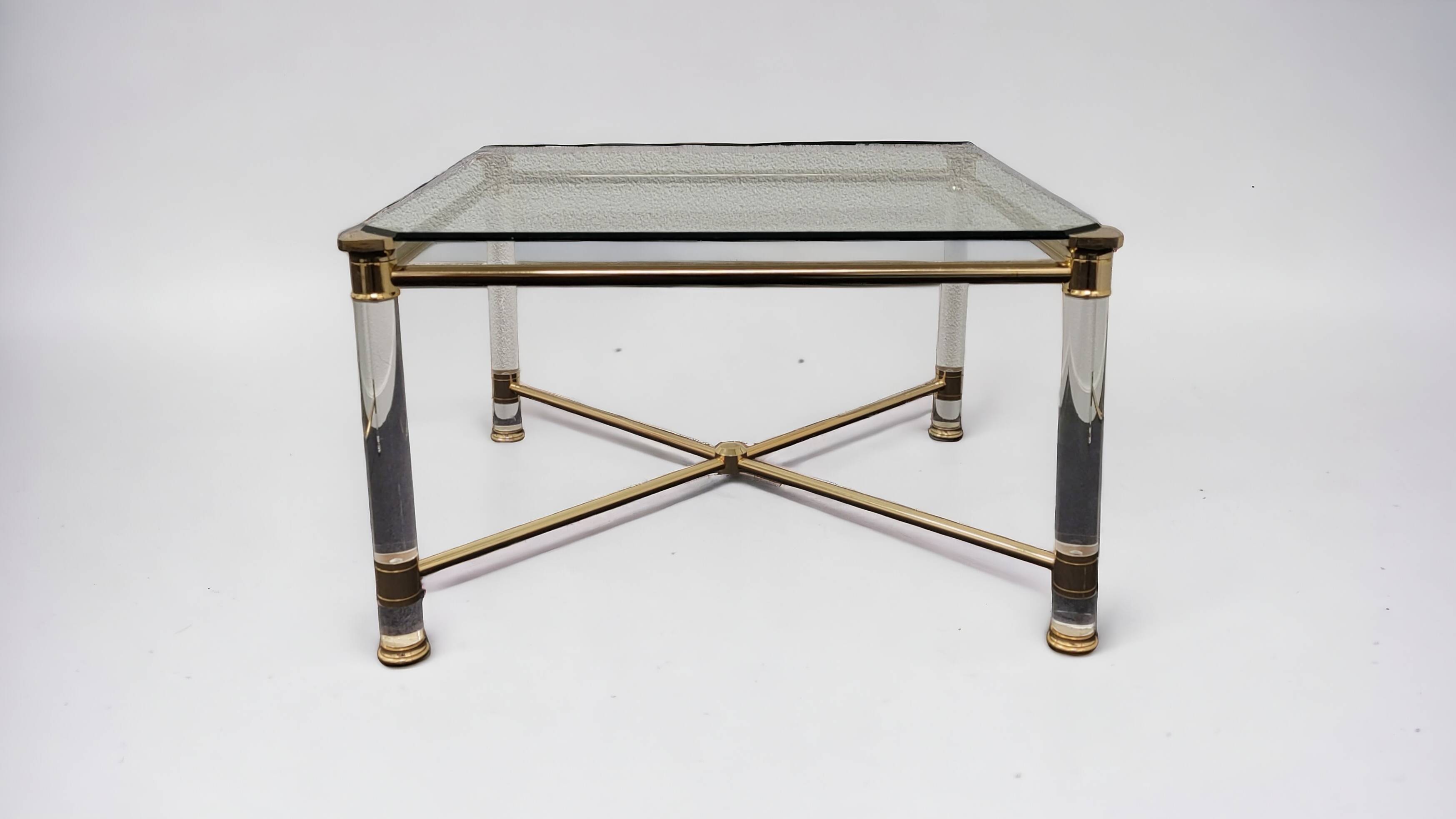 Hollywood Regency gold and perspex side or small coffee table