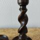 Pair of twisted wood candlesticks (Barley twist)