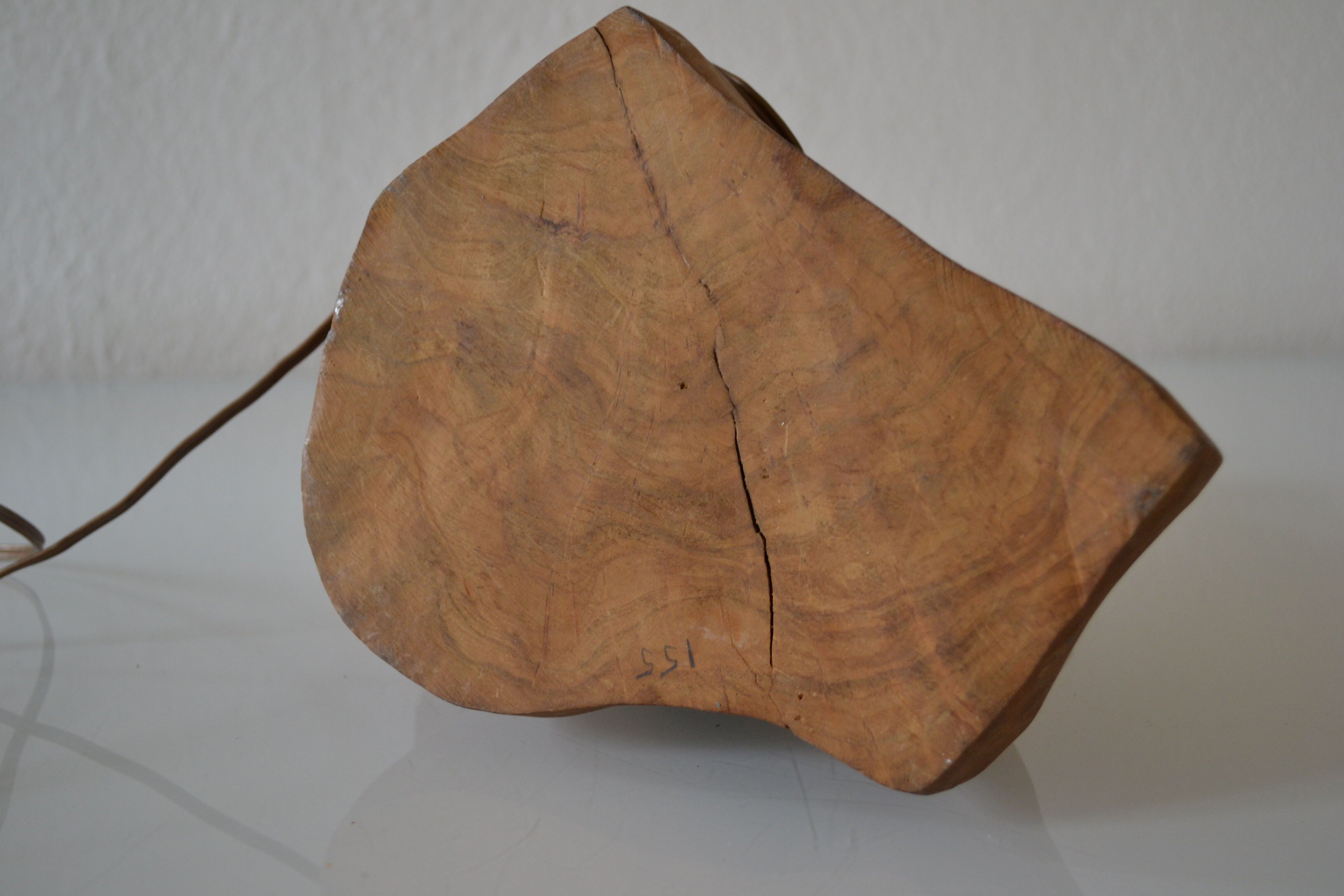 Modernist brutalist lamp free form years 60 olive wood