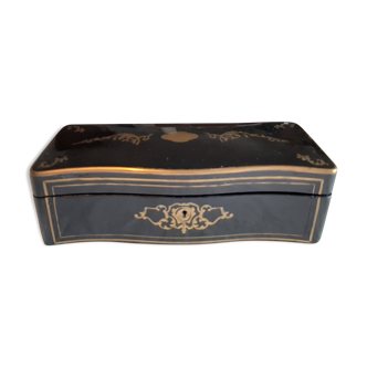 Coffret Napoléon III bois laqué noir et laiton doré