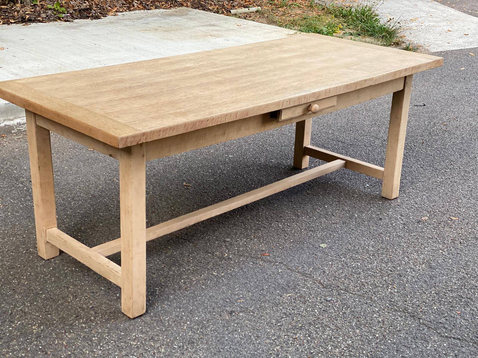 Renovated 19th century farmhouse dining table with drawer 200cm