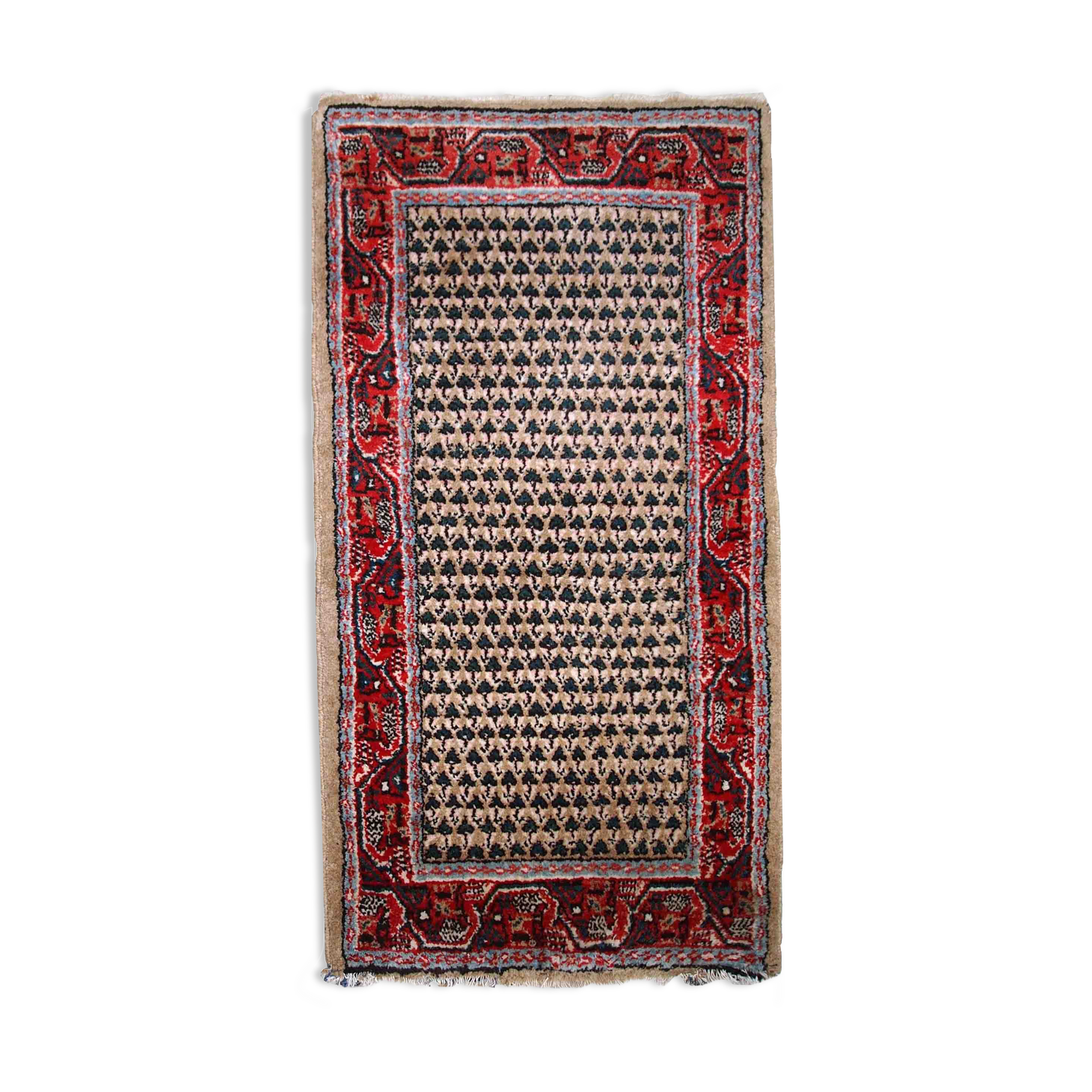 Vintage Indian Carpet Seraband handmade 65cm x 125cm 1970s, 1C801
